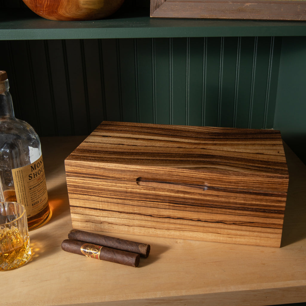 Cigar Humidor - Zebrawood with Spanish Cedar Lining - 80 Capacity